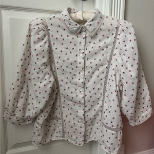 Sezane Cotton Blouse with Flower Prints